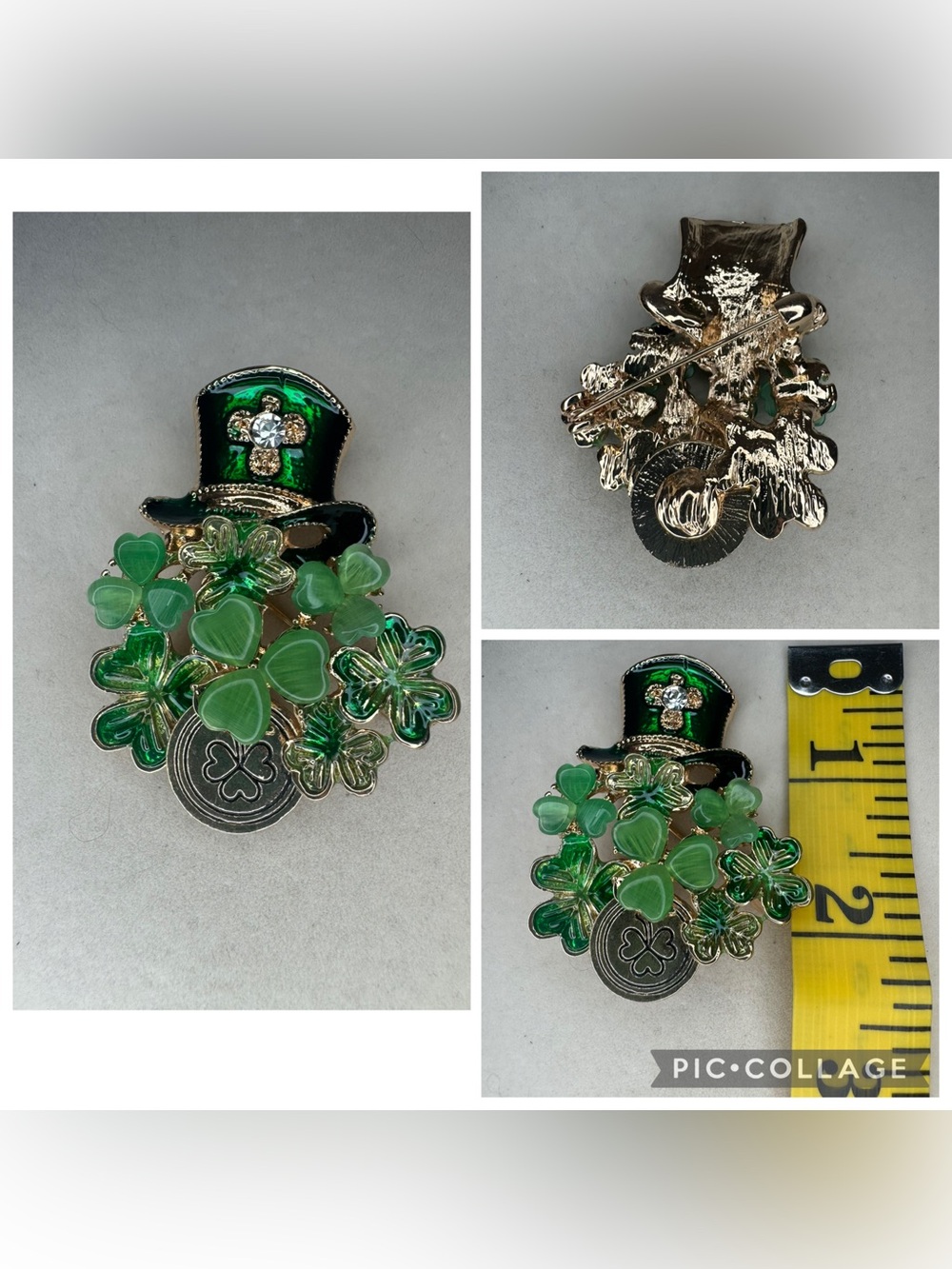 New Green Shamrock St. Patrick's Day Hat Brooch Pin